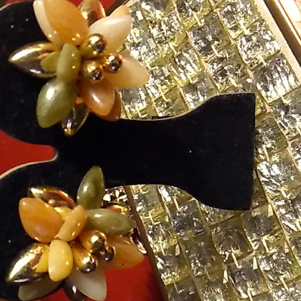 Vintage multi stone clip earrings